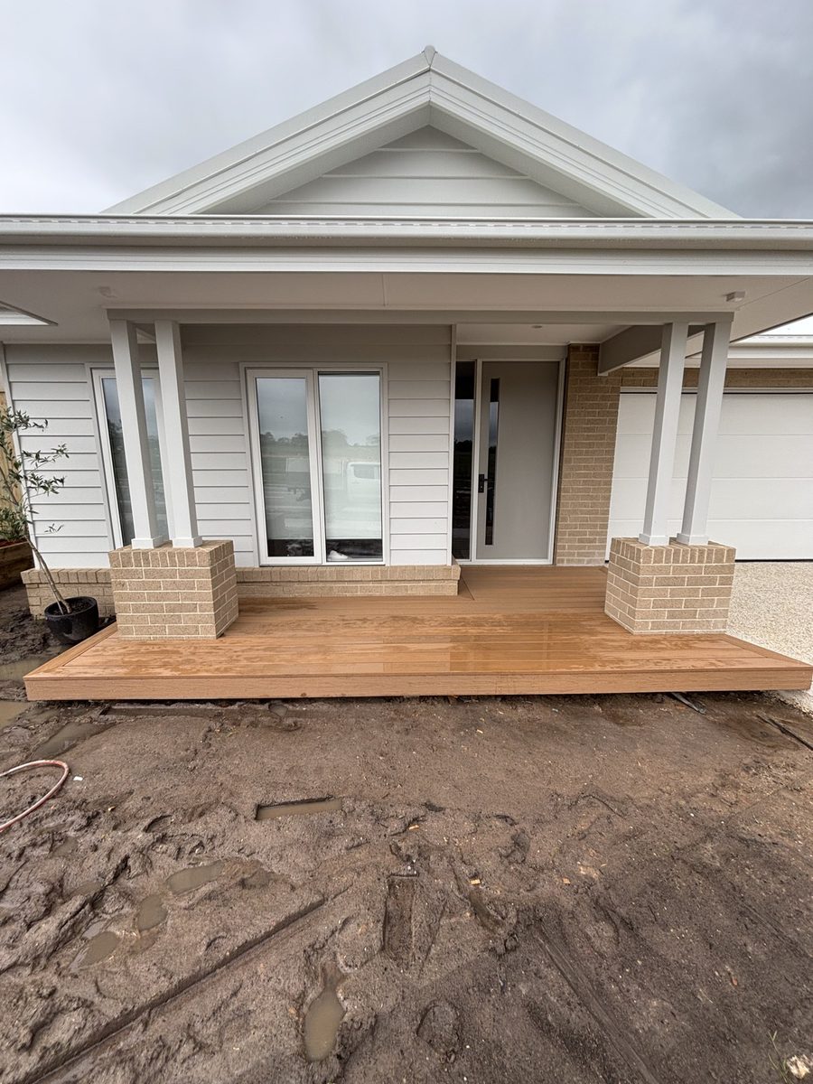 Front porch deck on a brand new house