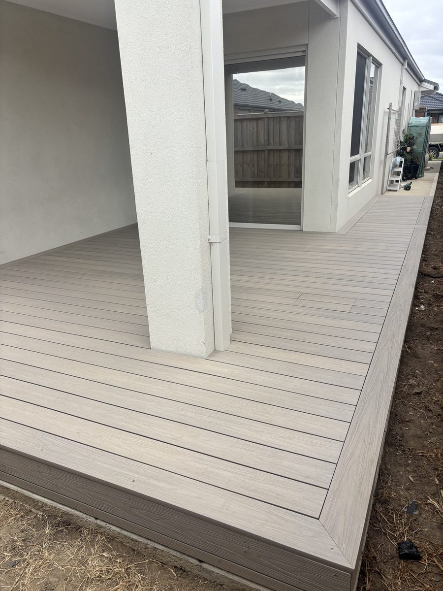 Wraparound deck with square edges and tidy junctions