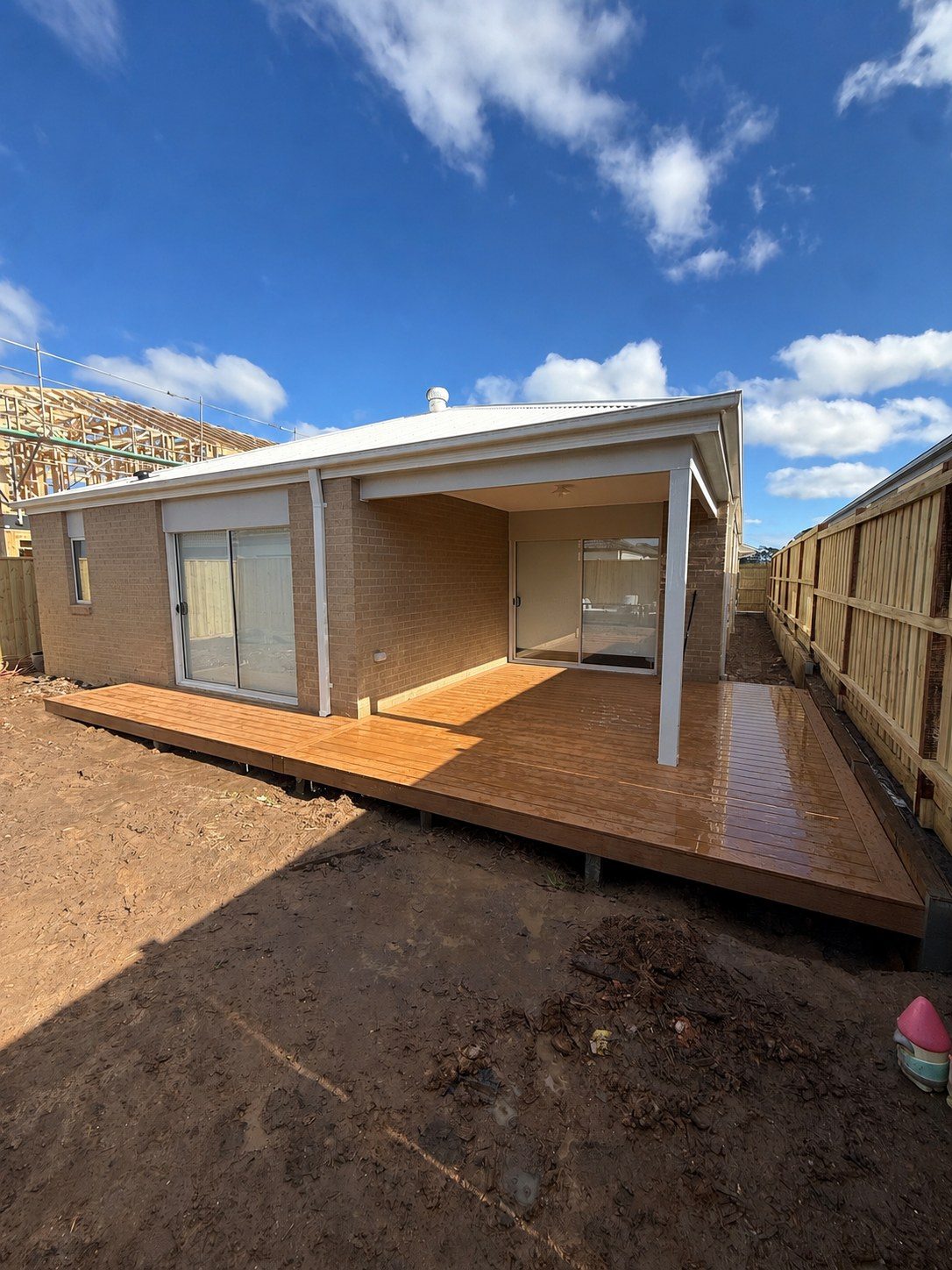 Rear deck on a new build, wide and finished