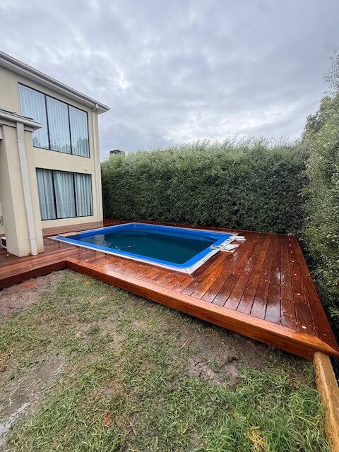 Hardwood pool surround deck